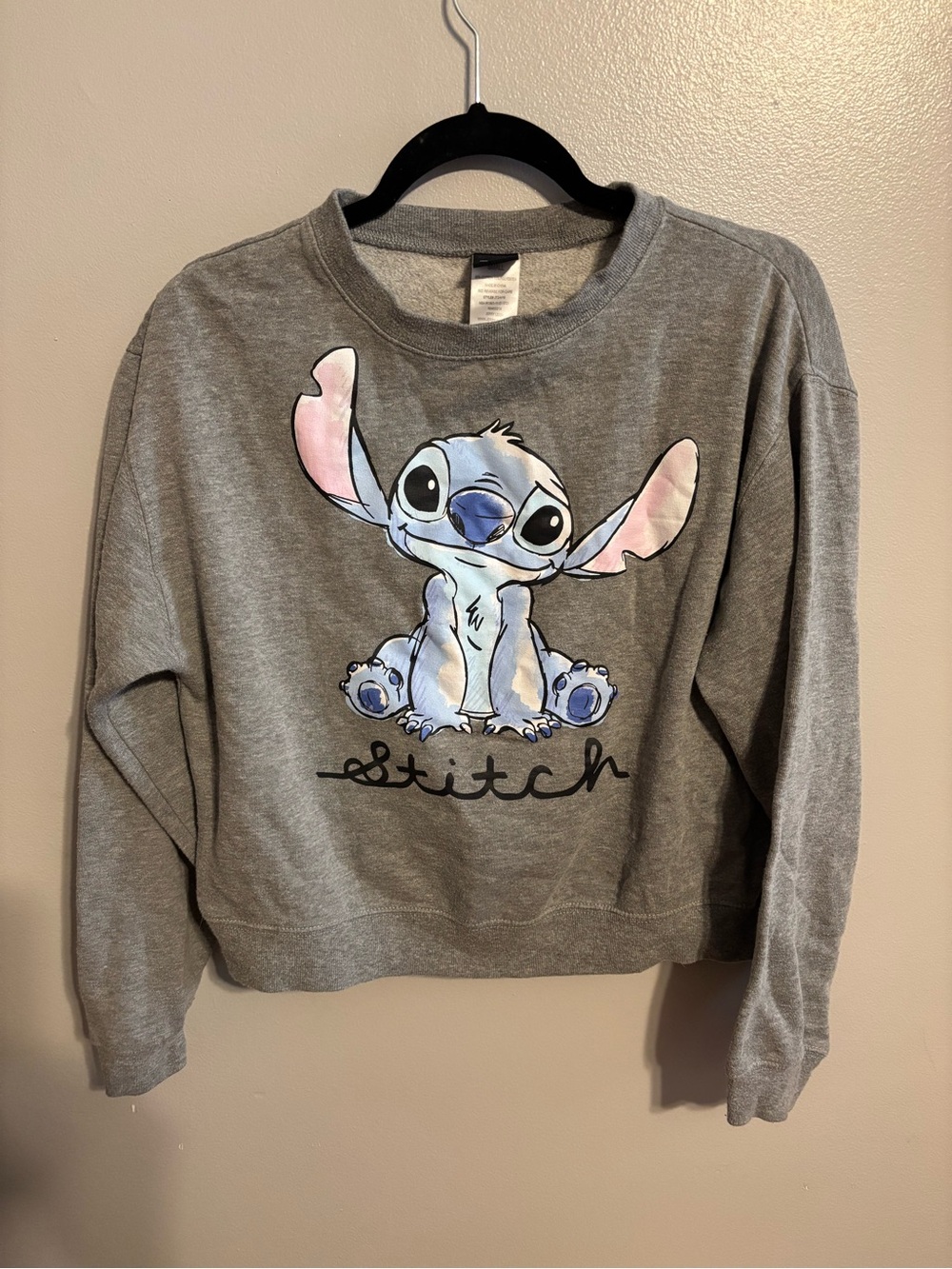Disney Lilo & Stitch Long Sleeve Graphic Cropped Sweatshirt Size Small